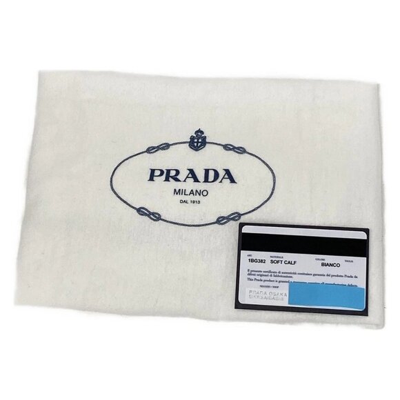 Auth PRADA - 1BG382 White Soft Calf Leather Tote Bag - Picture 6 of 16